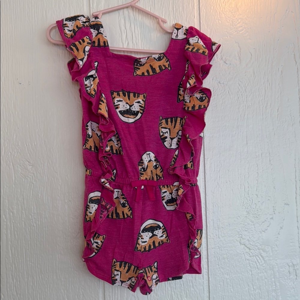 Cat & Jack Playful Tiger Print Romper with Ruffles